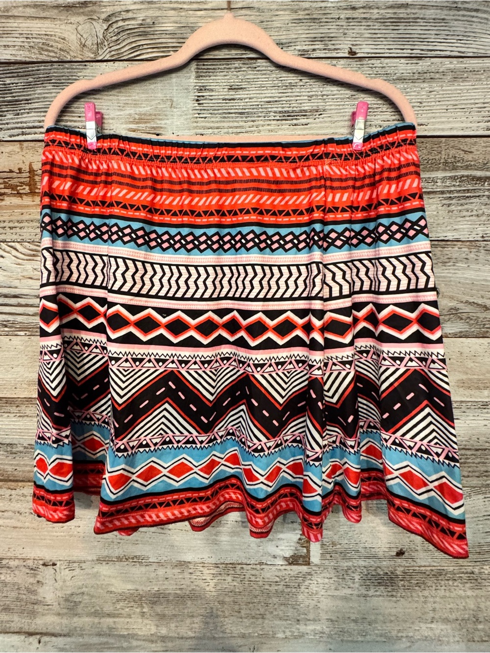 Amazon Women's Red, Black & Aqua Tribal Circle Skirt